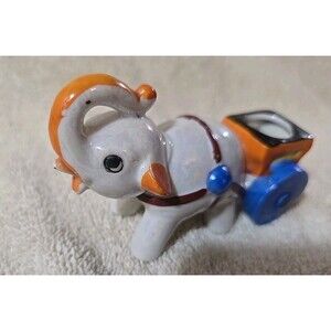Vintage Lucky Elephant with Cart Figurine Made In Japan